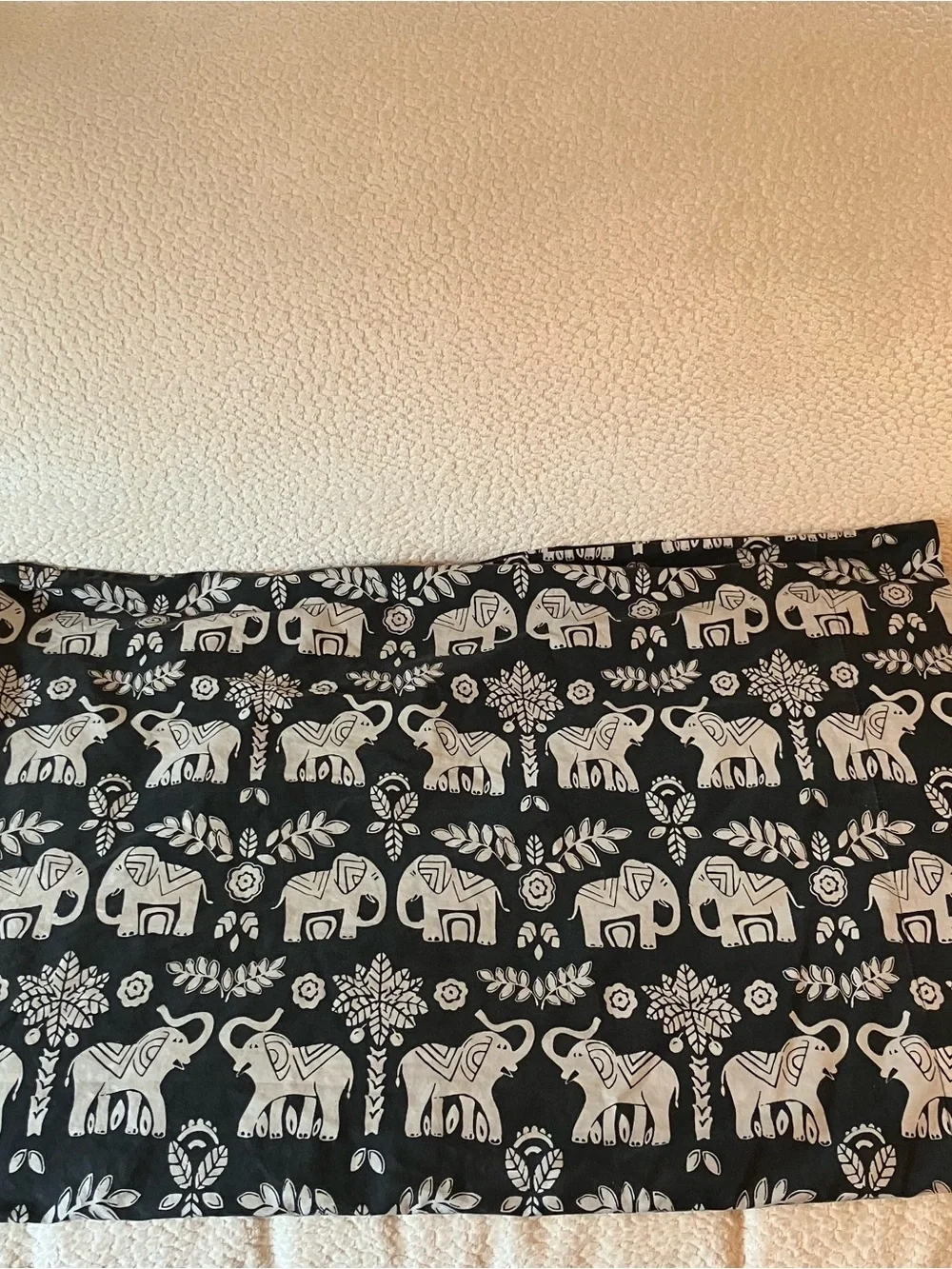 The Company Store Elephant Pillowcases (2) Standard Gray Block Print Boho Cotton